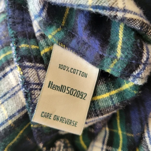 LL Bean Scotch Plaid Flannel Pullover Hoodie Navy And White Outdoor Grunge Large - Picture 7 of 8